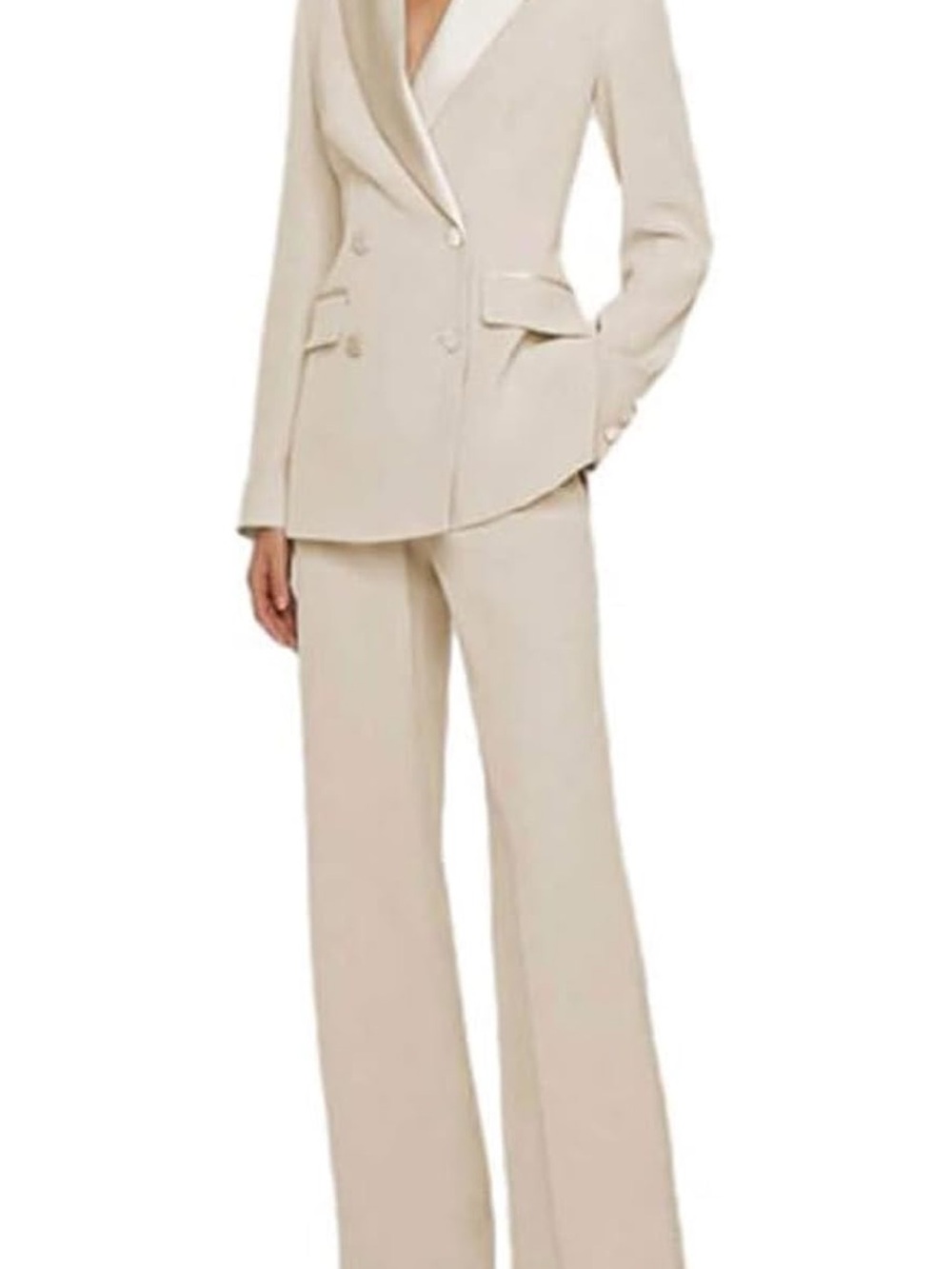 Botong Beige Double Breasted Slim Fit Women's 2PC Pants Suit - Sz 2
